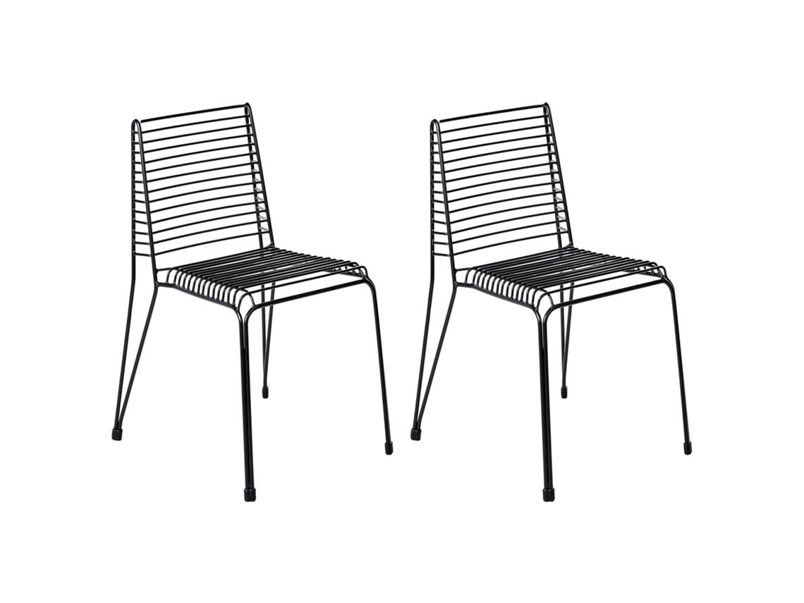 Sillas de exterior apilables de metal Beliani Chieve, acero negro, 49 x 57 x 80 cm