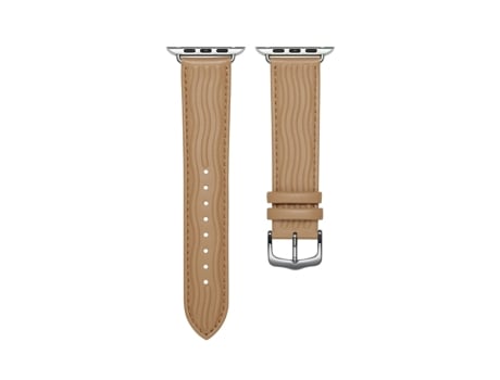 Correa de reloj inteligente de cuero genuino con línea en relieve para Apple Watch Ultra 49 mm (Caqui)