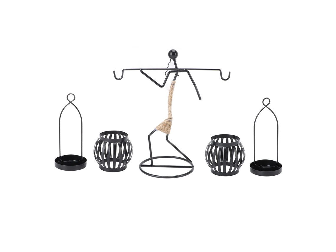 2026 Store-porta Velas De Hierro Moderno Figura Rustica Adorno De Arte Decoracion Mesa Sala 7150v-01 Niñas Llevando 2 Linternas