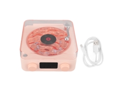 Altavoz Bluetooth Estilo Tocadiscos Con Luz Nocturna Y Pantalla De Hora Altavoz Estéreo Inalámbrico Multifunción Pequeño 3 En 1 Roseate