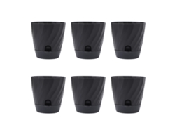 6 Macetas De Plástico Para Jardín Y Balcón, Ligeras, Duraderas, Color Negro.