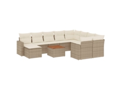 Conjunto 11 de sofás de jardín VIDAXL con cojines ratán sintético beige