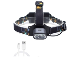 Linterna Frontal Led para Exteriores Ip54 Impermeable 18.650 Gran Capacidad 2.000 Lúmenes Adecuado para Cuevas Camping Patrulla Caza Búsqueda Negro YEMAESRE