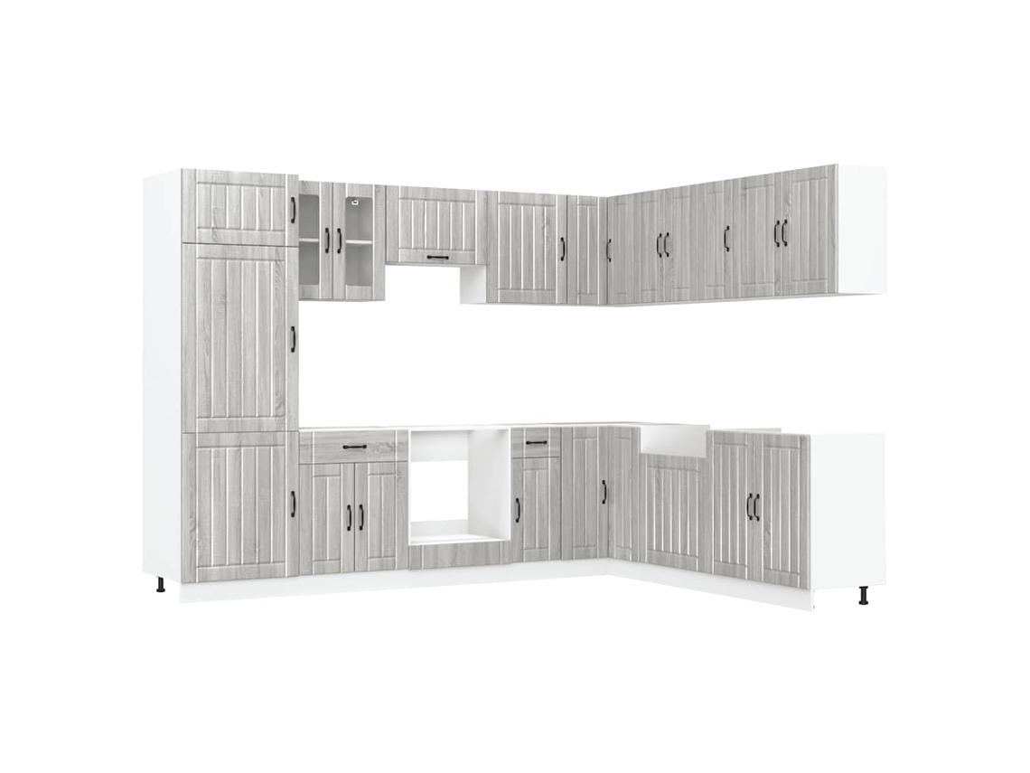 Conjunto 14 Mueble cocina Lucca sonoma gris VIDAXL madera contrachapada