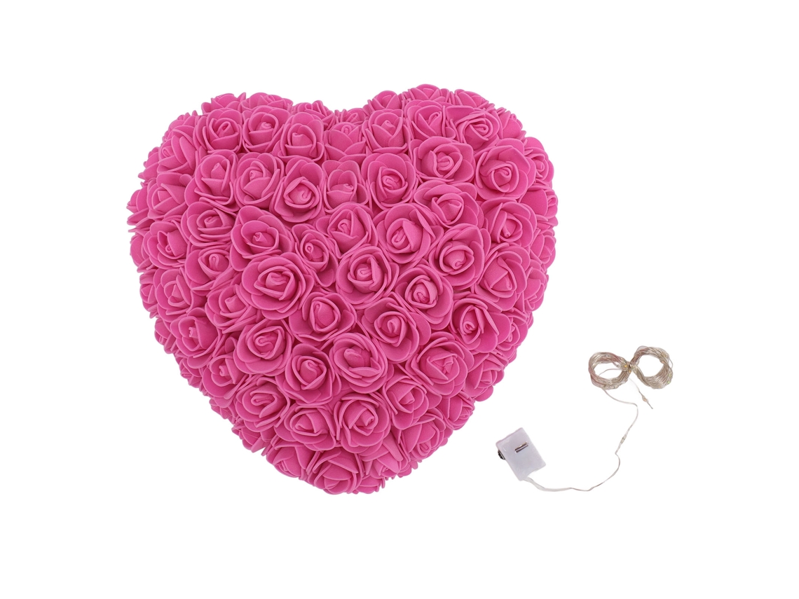 Rosas artificiales, corazón de espuma, luz, dormitorio, boda, rojo