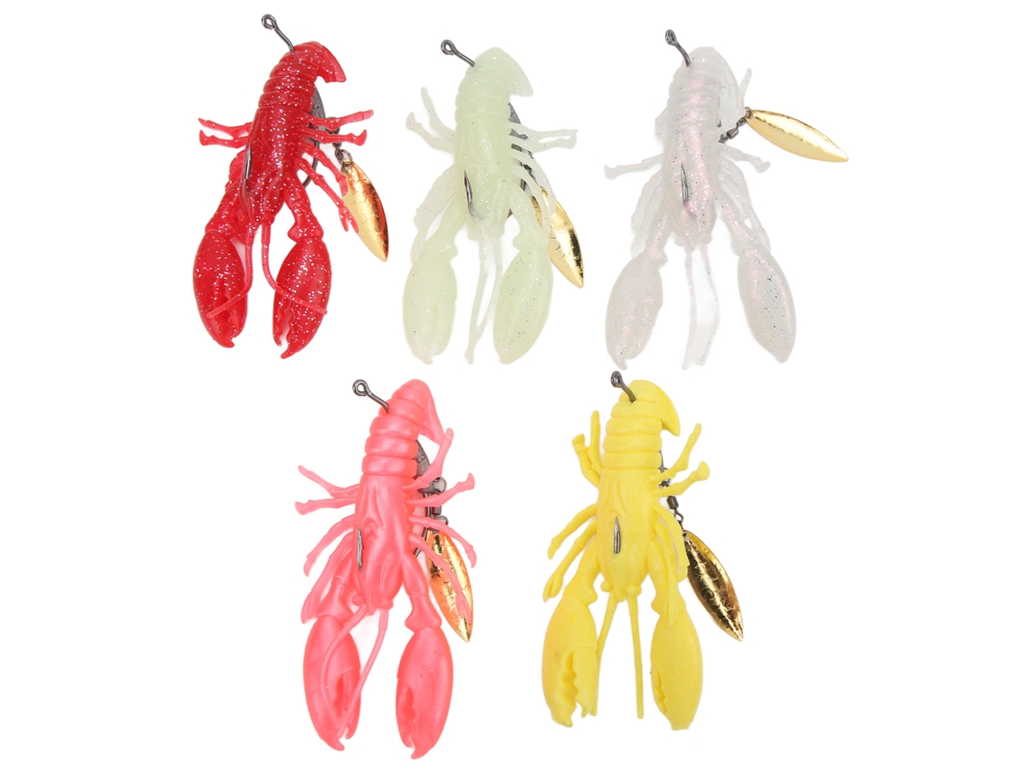 2026rebe-5pcs Señuelos De Pesca De Camarón De Silicona 9cm 12.5g Flotantes Huecos Multicolor Para Agua Dulce Y Salada