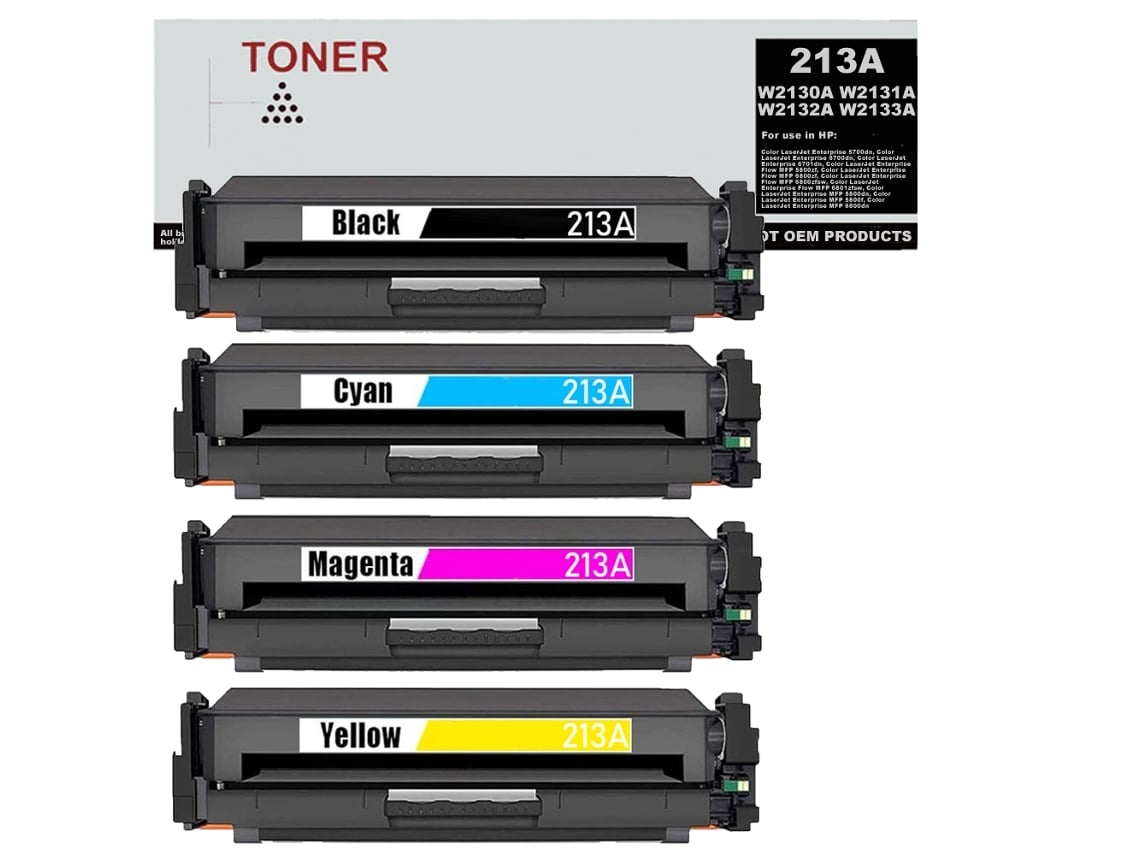 Paquete de 4 cartuchos de tóner compatibles con HP 213a (W2130a, W2131a, W2132a y W2133a)