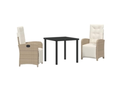 Maison Exclusive - Conjunto De Comedor De Jardín 3 Pcs Beige Ratán Sintético