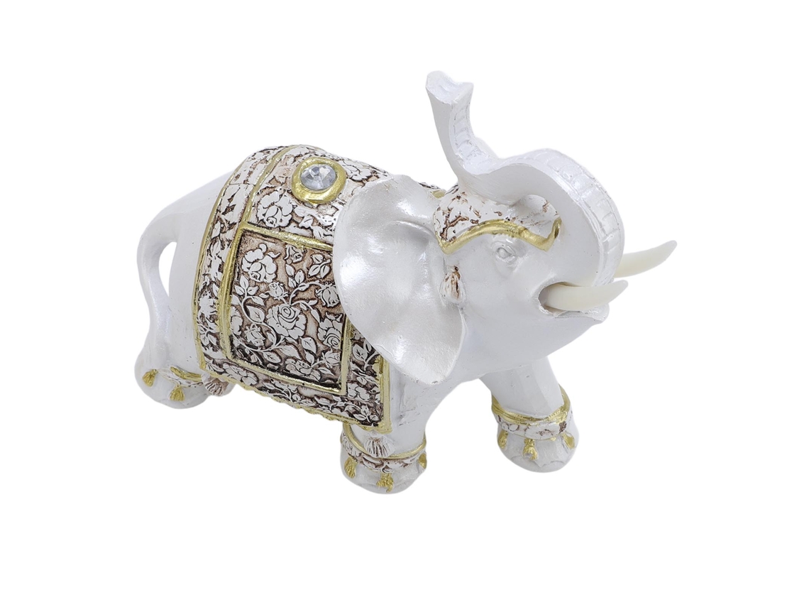 Ornamento de Elefante em Resina com Padrões Florais para Decoração de Estante de Tv 11x5.5x11cm