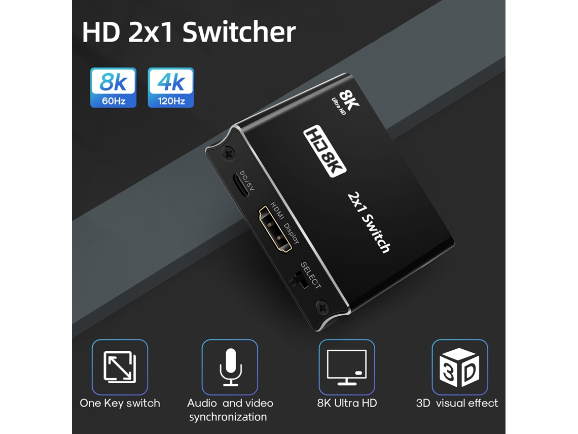 Conmutador Hd 2x1 2 Entradas 1 Salida Conversor Hd De Alta Velocidad Con Resolución De Hasta 8k60hz