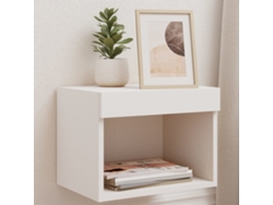 Mesita de Noche Pared Luces Led Madera Blanco (40x30x30cm)