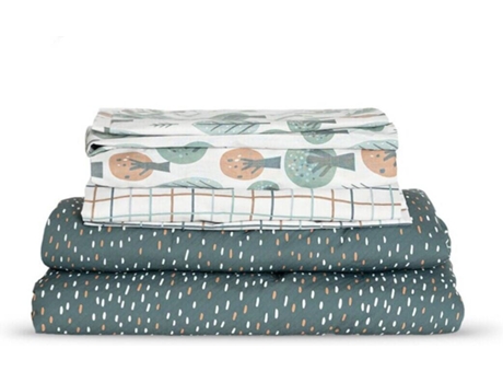 Colcha Infantil SOKIOS Lluvia Fantasy (70 x 140 - Microfibra de Poliéster - Verde)