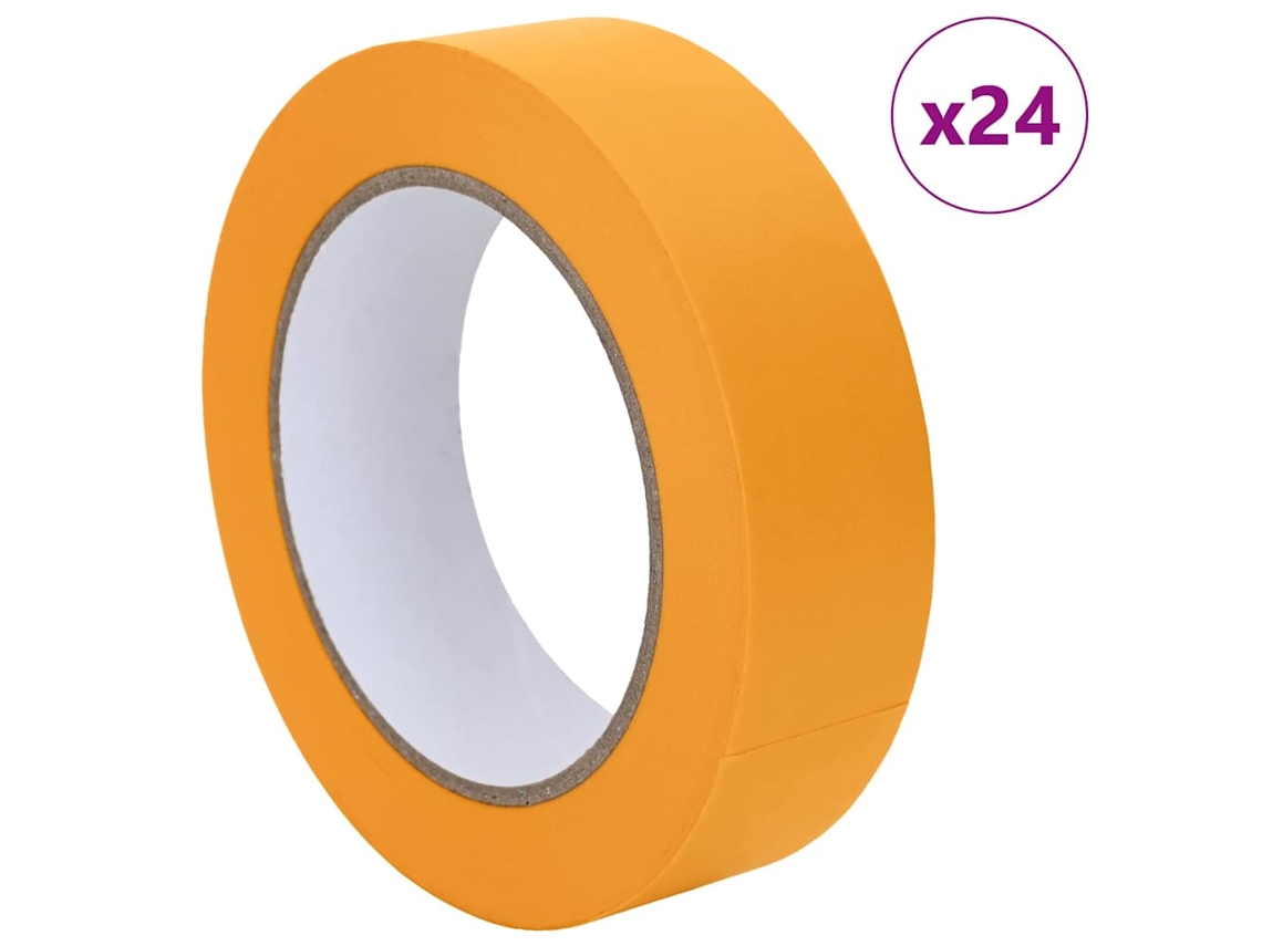 Juego de 24 cintas de enmascarar amarillas de 30 mm x 50 m de papel EXCLUSIVAS DE LA CASA