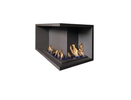 Chimenea de bioetanol empotrada de esquina. Apertura derecha NILLA CORN Quemador Onda angular 70x47cm / Capacidad 15,4L OUTINFIRE