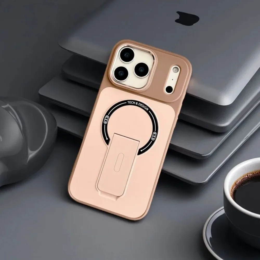 (oro, Iphone 17 Pro Max) Funda Protectora Blindada De Alta Resistencia Con Soporte Plegable Y Compatible Con La Carga Inalámbrica Magsafe.