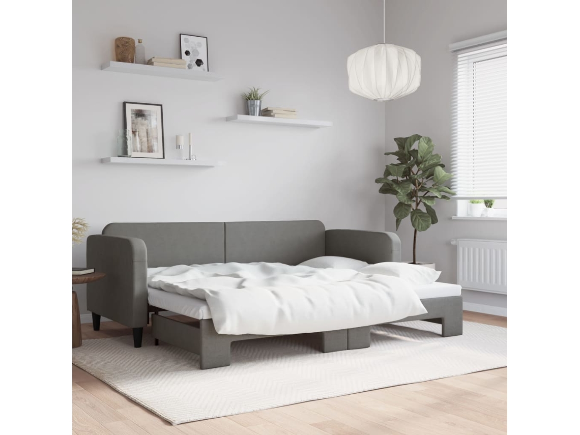 Sofá Cama Nido Tela Gris Oscuro 80x200 Cm