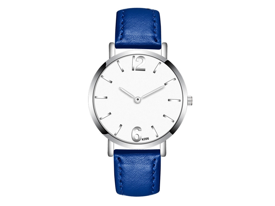 Reloj De Cuarzo Para Hombre Con Correa De Piel Sintética Y Elegante Esfera Azul Marino.