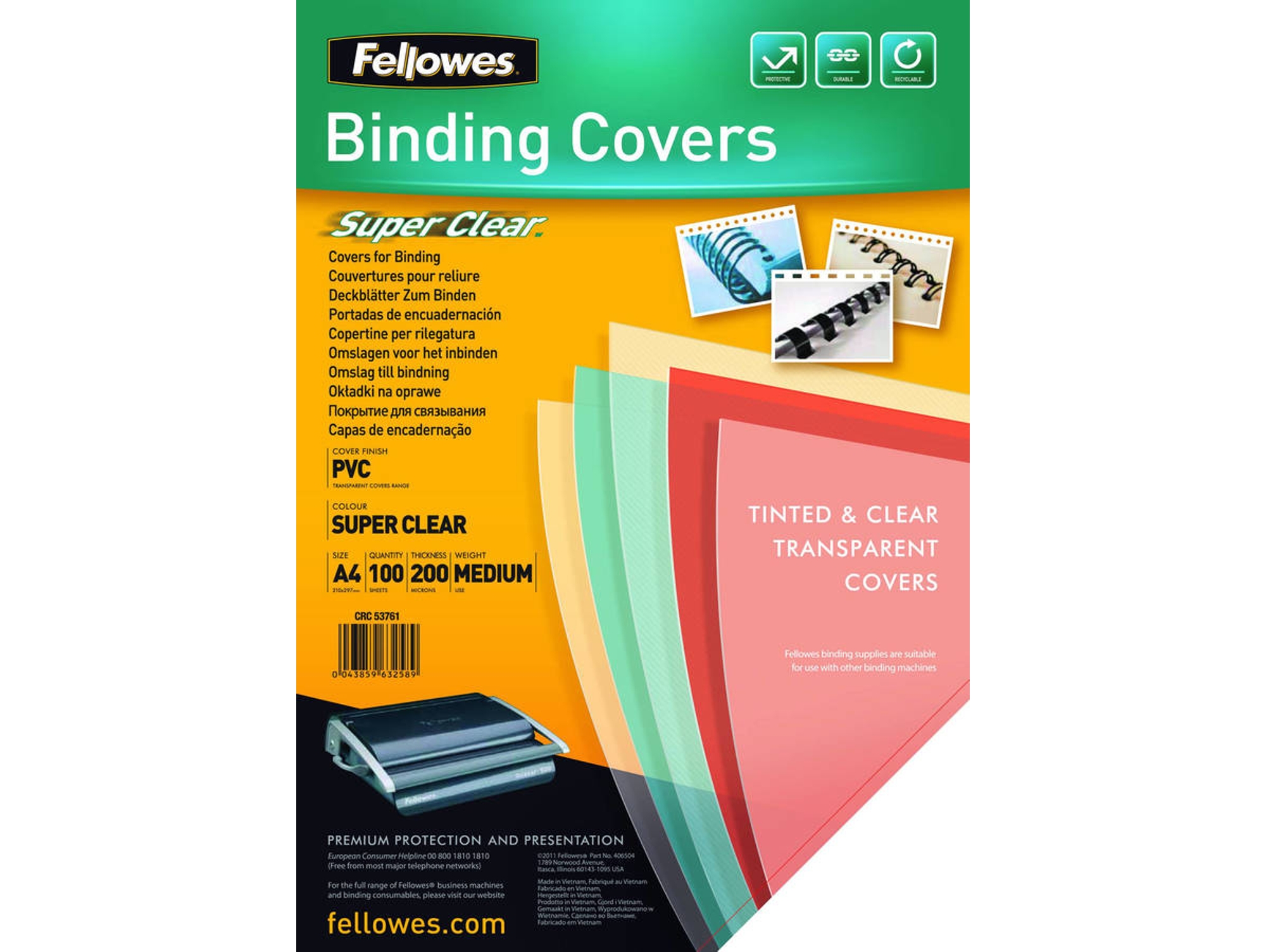 Cubiertas para Encuadernación FELLOWES (100 un)