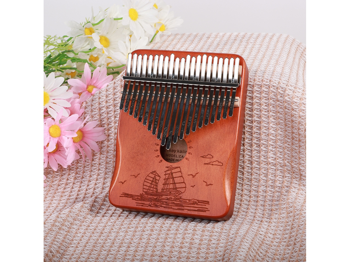 Piano de pulgar Kalimba Siurn de 21 teclas, color marrón, con diseño de velero
