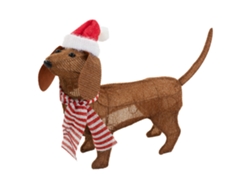 Decoración De Navidad Ecd Germany Perro Salchicha 60x43 Cm Con 40 Luces Led Blanco Cálido