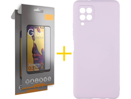 Kit Funda + Protector de Pantalla Samsung A12 5G SKYHE Cristal Templado 4324 Morado