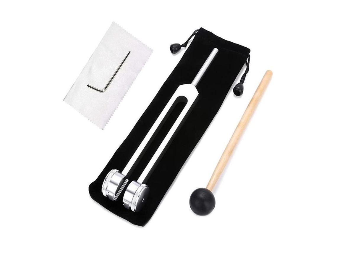 Tuning Fork 128 Hz Peso Plomo Para Terapia - Acero Inoxidable Con Herramientas De Mantenimiento Y Bolsa De Almacenamiento Plata