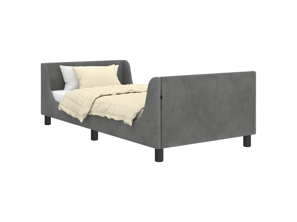 Maison Exclusive - Cama Para Niños Con Cabecero Gris Oscuro 90 X 190 Cm Terciopelo