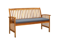 Lovely Home Banco de Jardín con Cojín 147 Cm Madera de Acacia Maciza