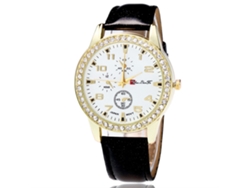 Reloj De Pulsera Para Mujer Con Esfera Sencilla Y Correa De Cuero Negra.