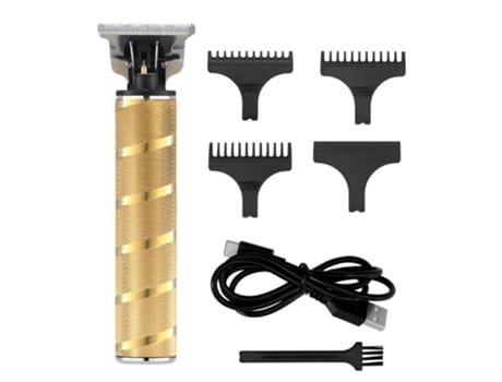 Cortapelos para hombres cortadora de barba inalámbrica afeitadora eléctrica con hoja en T kit de aseo (dorado)