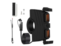 Adaptador de cargador súper rápido Zeuxo QC 3.0 para motocicleta, con doble puerto USB para teléfono y cargador de 12/24 V.