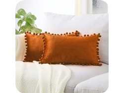 Juego De 2 Fundas De Cojín 30x50 Cm En Terciopelo Naranja