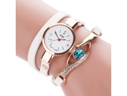 Reloj De Pulsera De Cuarzo Para Mujer Ccq Fashion Con Brazalete De Alas Multicapa, Blanco.