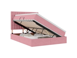 Syfax™ Cama Con Almacenamiento Y Colchón Rosa 140 X 200 Cm Terciopelo