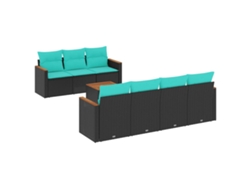 Maison Exclusive - Conjunto De Sofá De Jardín De 8 Piezas Con Cojines, De Poliratán Negro