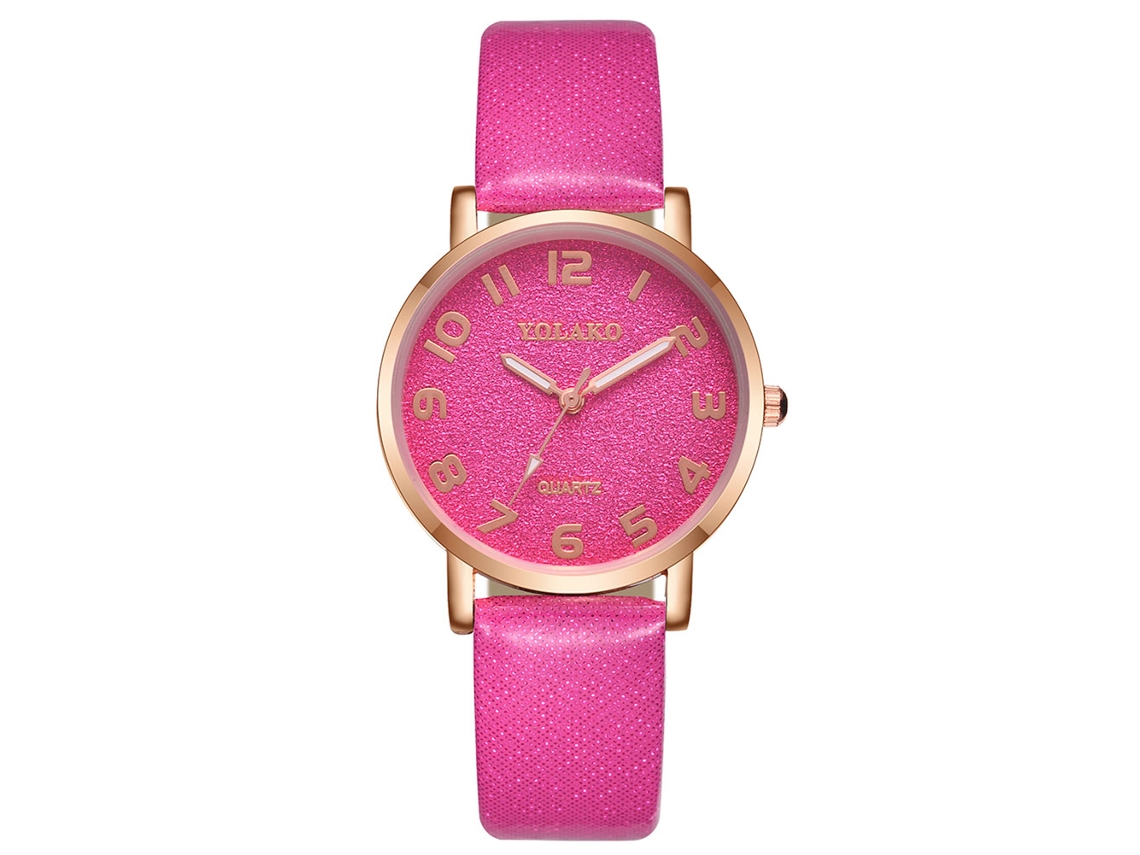Reloj De Cuarzo Informal Para Mujer Con Correa De Pu, Rosa Y Rojo, Elegante, Sencillo Y A La Moda.
