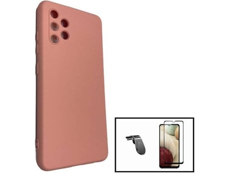 Carcasa + Protector + Soporte Magnético L Safe Driving Samsung Galaxy A32 5G PHONECARE Silicona Liquida Rosa