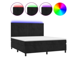 Maison Exclusive - Cama Box Spring Colchón Y Led Terciopelo Negro 160x200 Cm