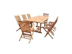 Conjunto de Comida CONCEPT U Kajang De Teca Sólida 8 Personas: Mesa Rectangular + 6 Sillas + 2 Poltronas