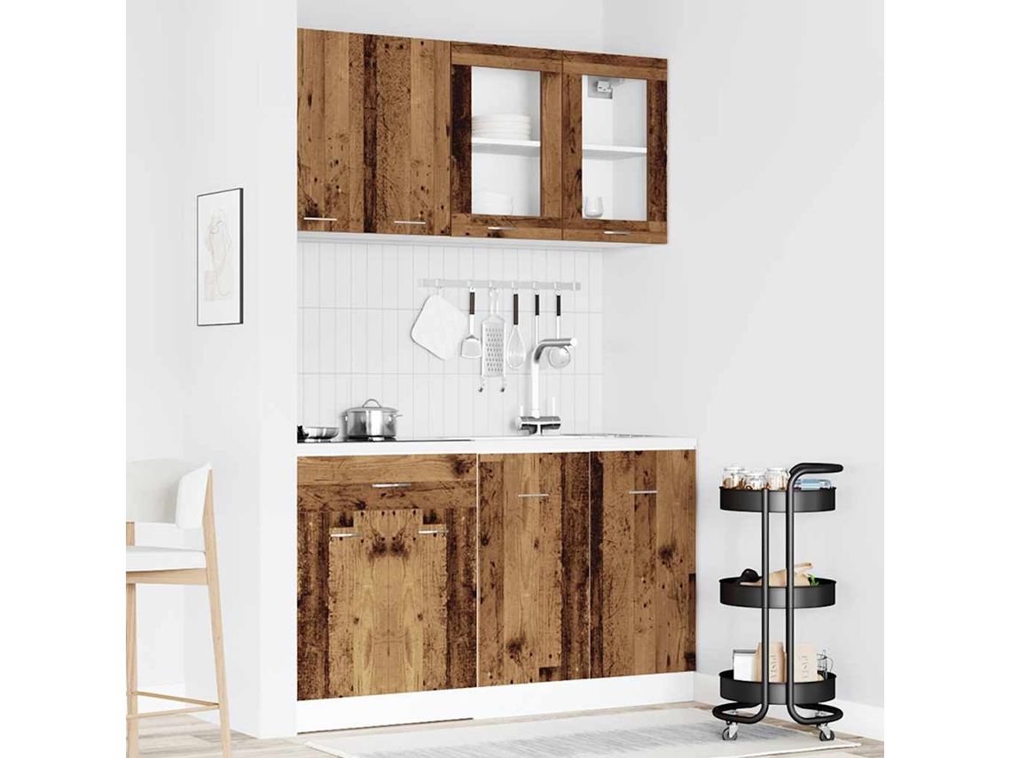 Conjunto De Armarios De Cocina | Mueble De Cocina De 4 Uds "lyon" De, Madera De Ingeniería Antigua