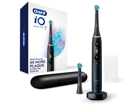 Cepillo de Dientes Eléctrico Recargable Braun Oral-B Io7 Negro + Estuche + 2 Recambios