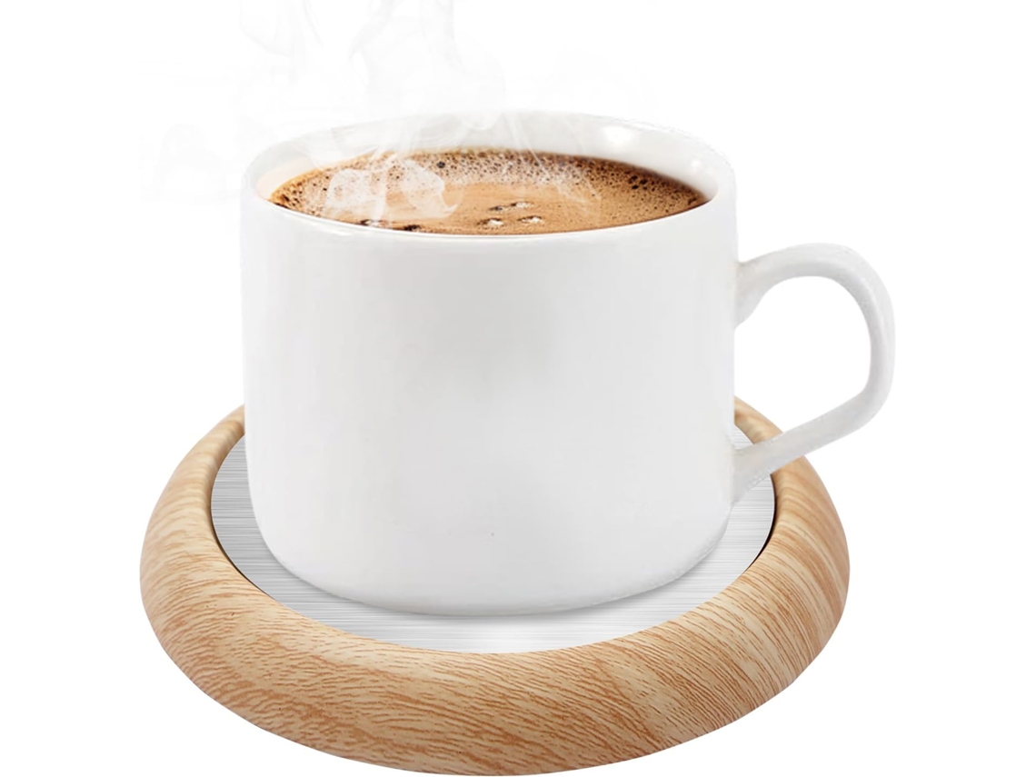 Calentador Usb Para Cafe Y Te, Uso Oficina Y Casa, Madera Clara, Amarillo