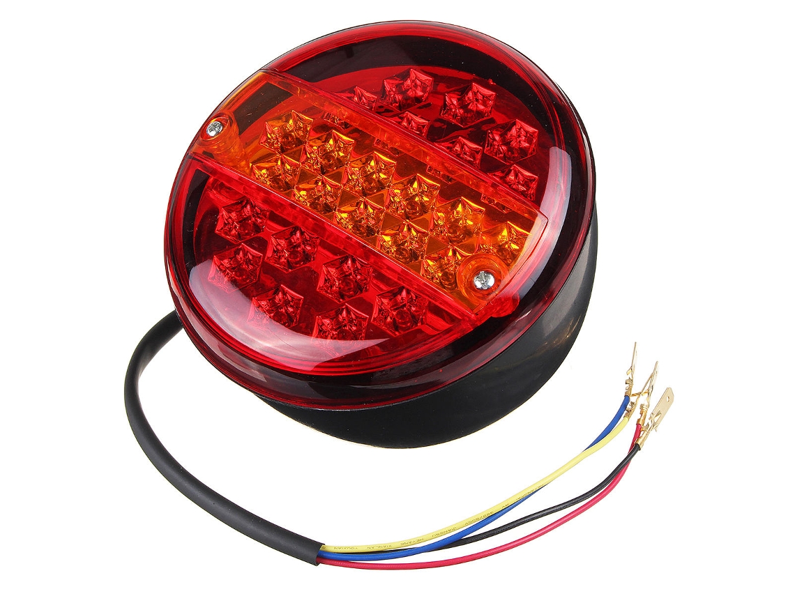 Luces intermitentes traseras redondas tipo hamburguesa de 12 V/24 V y 20 LED para remolques, camiones, caravanas, furgonetas, vehículos todoterreno y autobuses.