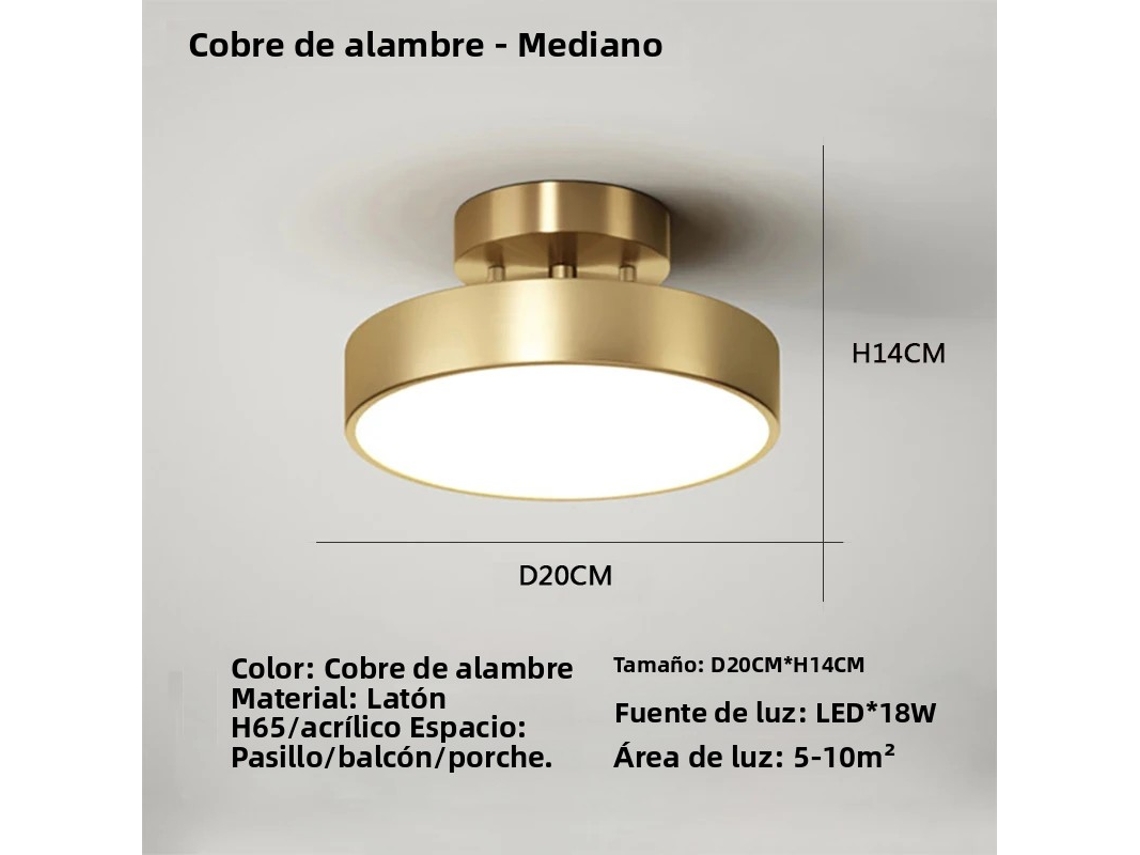 Lámpara de techo redonda nórdica dorada y negra con LED, incluye fuente de luz LED MDUG (blanco cálido dorado de 20 cm).