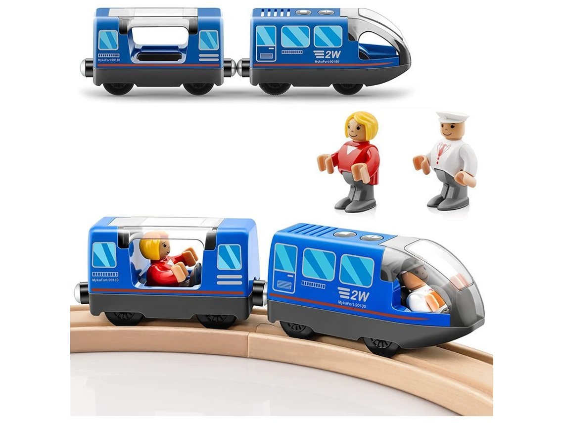 Tren Eléctrico Con Pilas Incluidas - Compatible Con Thomas Brio Chuggington Y Vías De Madera - Azul
