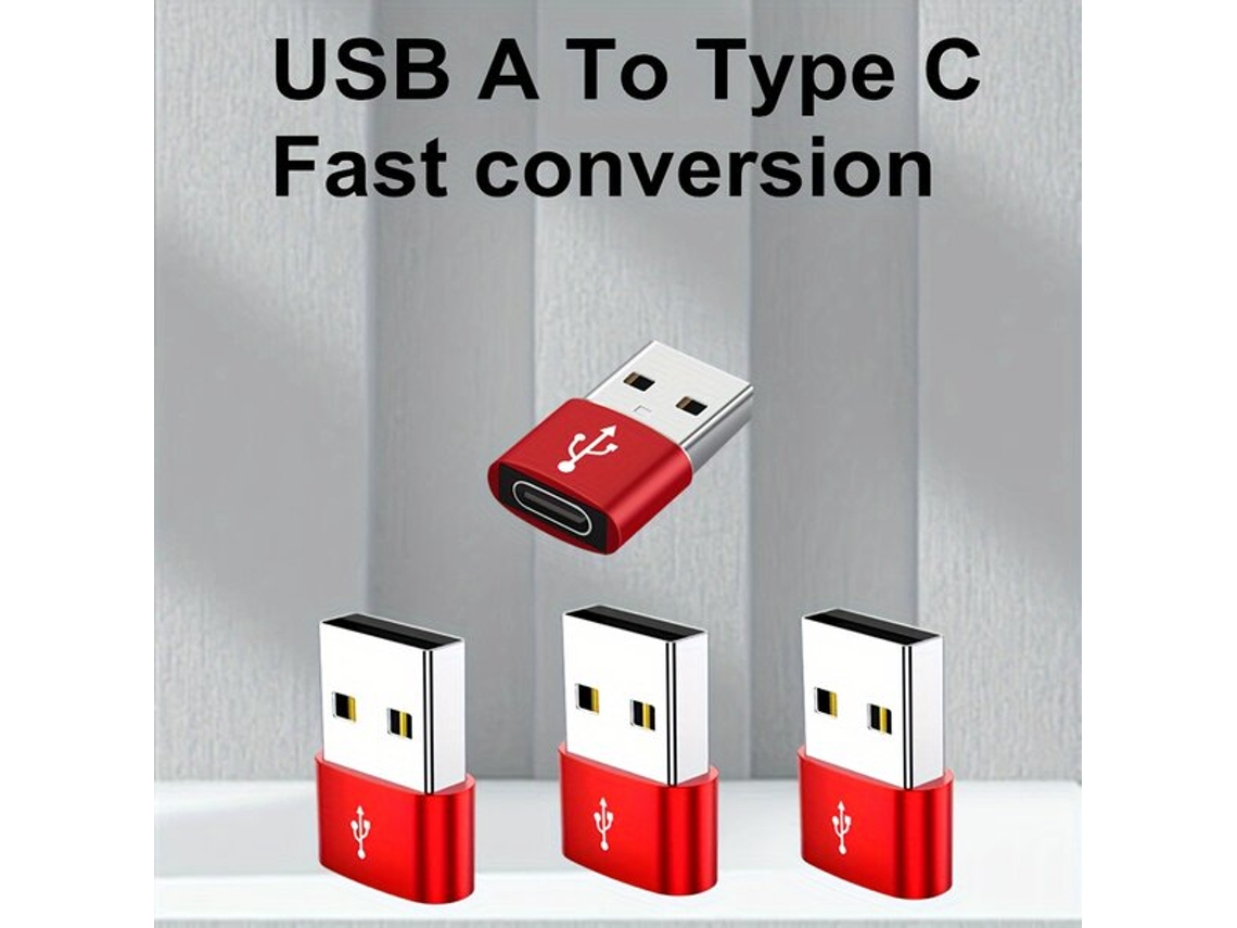 Adaptadores USB C hembra a USB macho, rojos, 4 unidades. Tadvyyvayotoy