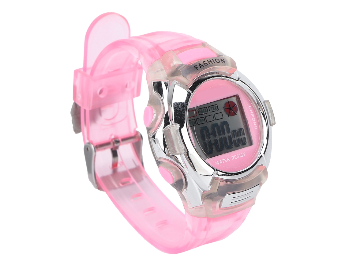 Reloj Deportivo Digital Rosa Resistente Al Agua Para Niños Con Cronómetro Y Luz Nocturna.