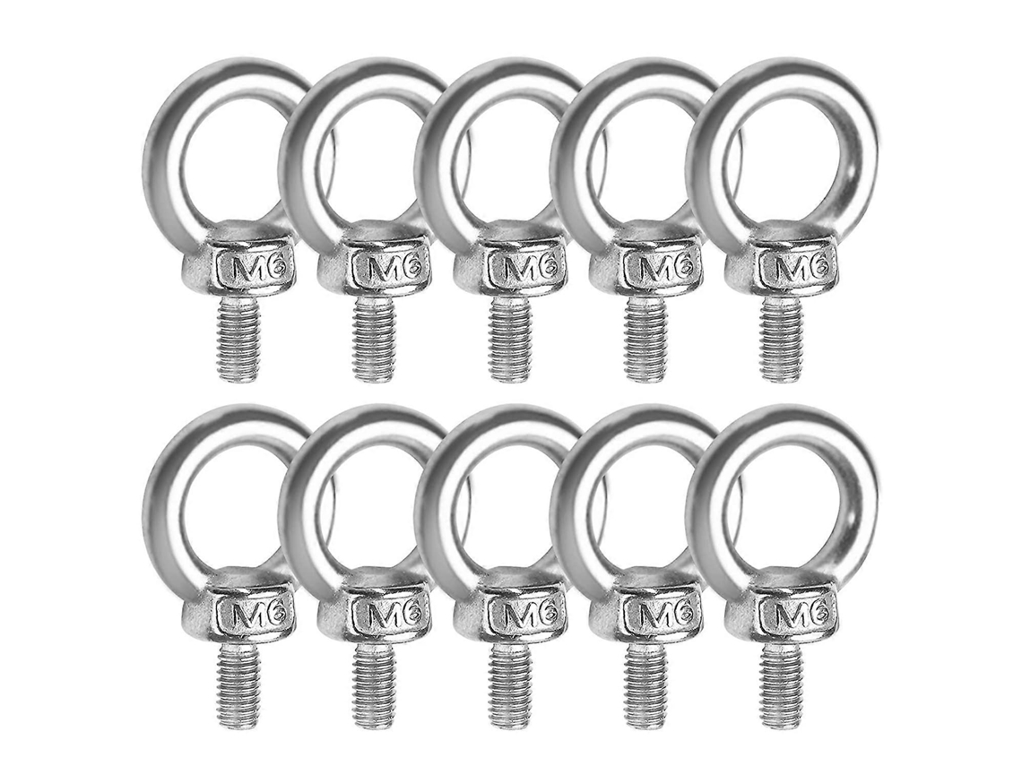 10 Tornillos De Ojo M6*11 Acero Inoxidable 304 Para Elevación Y Equipos De Ingeniería Naval