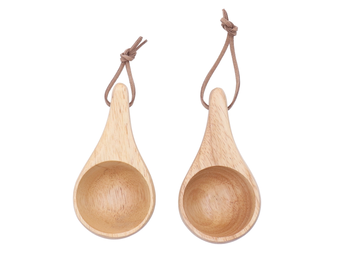 Taza de madera Kuksa, exclusiva taza decorativa con textura de madera y cordón para facilitar su transporte, 2 unidades (25 ml)