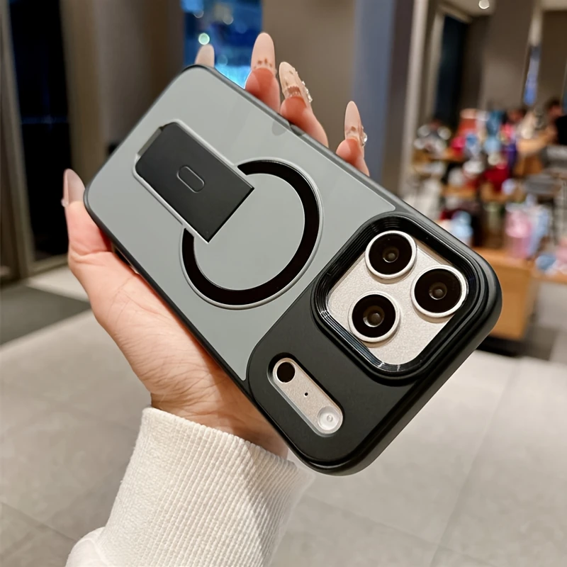(iphone 11 Negro) Funda Magnética Invisible Con Soporte Para Teléfono, Compatible Con Carga Inalámbrica Magsafe